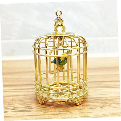 Balacoo Vintage Dollhouse Birdcage: 1:12 Scale Miniature Bird Cage Ornament, Miniature Dollhouse Accessories (Golden) in Saudi Arabia