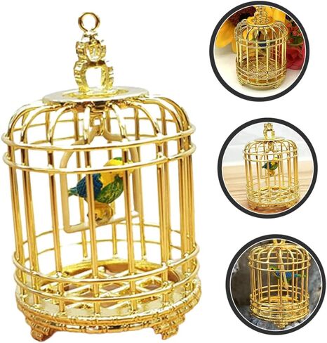 Balacoo Vintage Dollhouse Birdcage: 1:12 Scale Miniature Bird Cage Ornament, Miniature Dollhouse Accessories (Golden) in Saudi Arabia