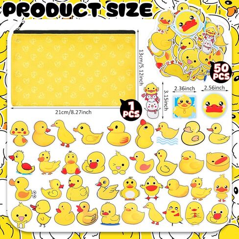 Frienda Yellow Duck Stationery Set Gifts for Duck Lovers Back to School Gel Ink Pens Retractable Pens 0.5 mm Funny Stickers and Pencil Bag Teacher Gift for Office Home Supplies in Saudi Arabia