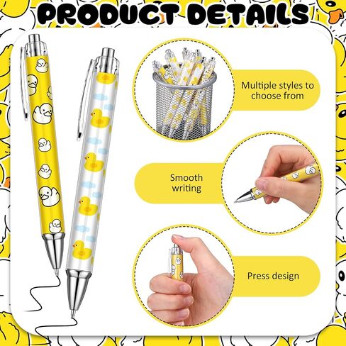 Frienda Yellow Duck Stationery Set Gifts for Duck Lovers Back to School Gel Ink Pens Retractable Pens 0.5 mm Funny Stickers and Pencil Bag Teacher Gift for Office Home Supplies in Saudi Arabia