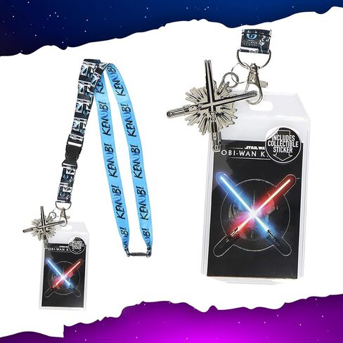 Star Wars Obi-Wan Kenobi Id Lanyard Badge Badge with Metal Light Saber Charm و Collectible Sticker in Saudi Arabia