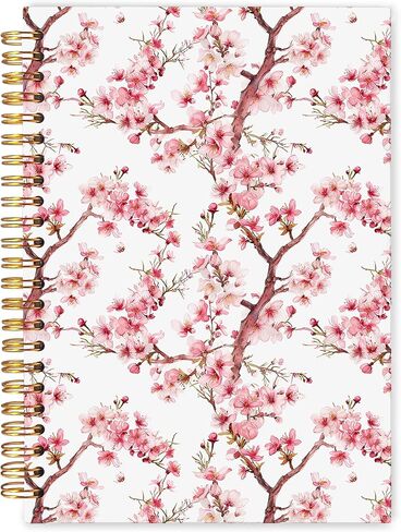 WARDOS Cherry Blossom Spiral Notebook Journal 5.5x8.3, Pink Floral Journal for Women, Japanese Flower Notebook, Cherry Blossom Gifts, Pink Office Supplies in Saudi Arabia