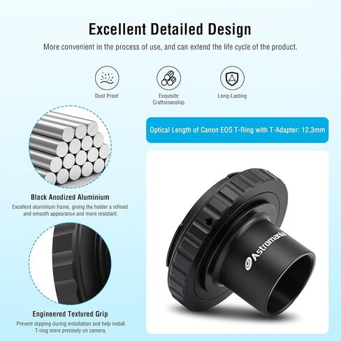 Astromania T-Ring and M42 to 1.25" Telescope Adapter (T-Mount) for All Canon EOS SLR/DSLR Cameras in Kuwait