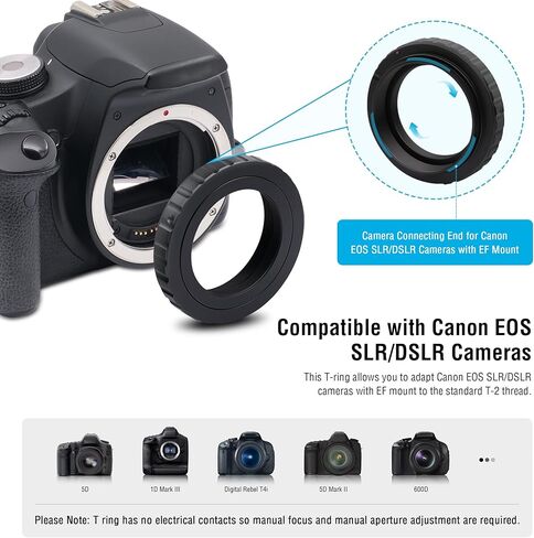 Astromania T-Ring and M42 to 1.25" Telescope Adapter (T-Mount) for All Canon EOS SLR/DSLR Cameras in Kuwait