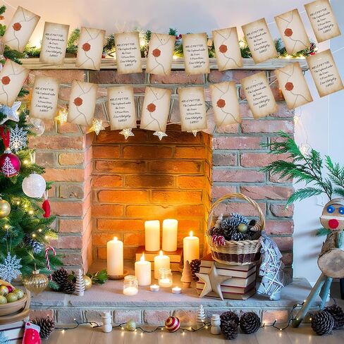 2 Set 62''x 4'' Christmas Tree Burlap Ribbon Garland, Wizard Burlap Ribbon Tree Decoration with 2 String Letter Cards, Xmas Rustic Burlaps Ribbons Decor for Christmas Hanging Home DIY Craft in Kuwait