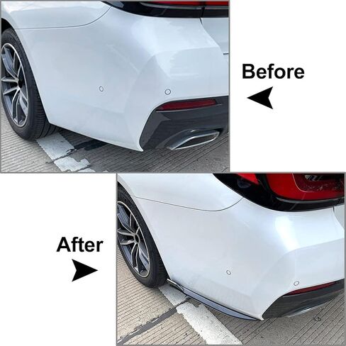 Lirun Auto Rear Bumper Lip Splitter, ABS Plastic Body Spoiler Canards, Fin Canard Sticker Protector 1 Pair For BMW 5 Series G30 M-Tech 525i 530i 540i 2017-2022, Glossy Black in Saudi Arabia