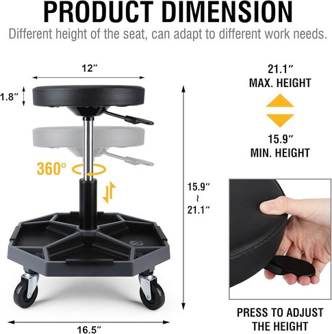 Olympia Tools 82-738 Adjustable Hydraulic Work Stool, Black in Kuwait
