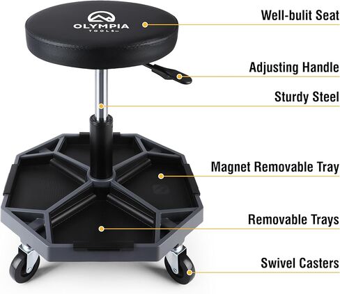 Olympia Tools 82-738 Adjustable Hydraulic Work Stool, Black in Kuwait
