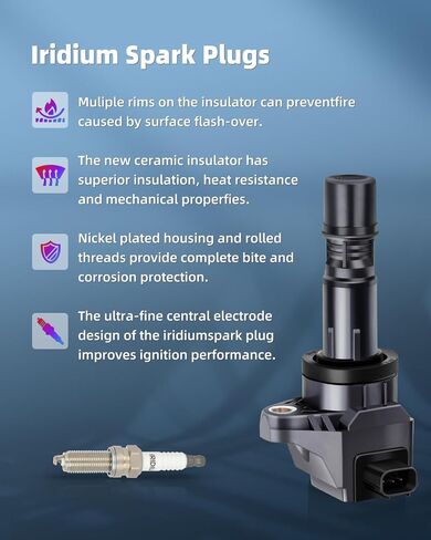 ECCPP UF553 6 ignition coils with 6 iridium Spark Plugs for ford for Lincoln Edge Flex F150 Explorer Fusion Taurus MKS MKX MKZ CX-9 3.5L 3.7L V6 2007-2017 DG-520 UF553 UF-553 in Kuwait