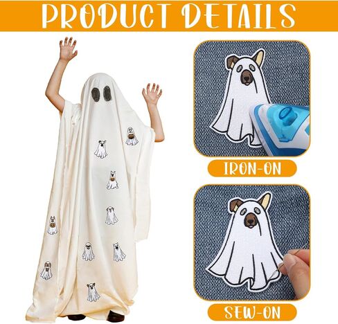 Janinka 9 Pcs Dog Ghost Embroidery Patches for Halloween 4 Inch Spooky Dog Ghost with Pumpkin Iron on Patch for Clothing Shoes Backpacks Hats Jeans Halloween Holiday Decorations in Saudi Arabia