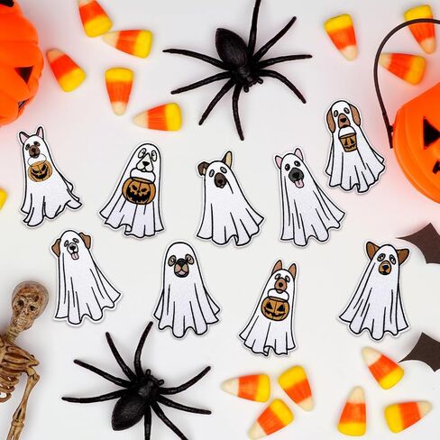 Janinka 9 Pcs Dog Ghost Embroidery Patches for Halloween 4 Inch Spooky Dog Ghost with Pumpkin Iron on Patch for Clothing Shoes Backpacks Hats Jeans Halloween Holiday Decorations in Saudi Arabia