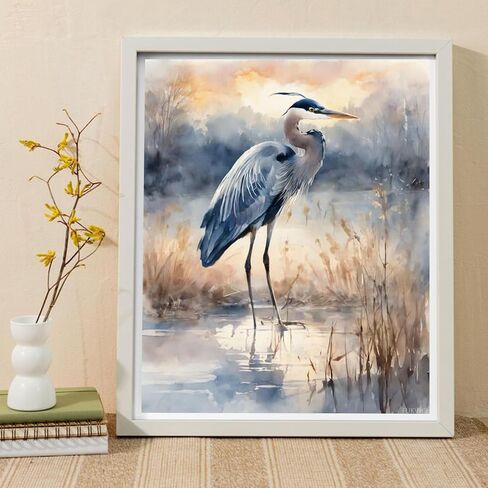 Fukvhil DIY DIY Paint Paint Paint by Number for Bealder Beginner Blue Heron Winter Snow Scene DIY Canvas paint in Kuwait