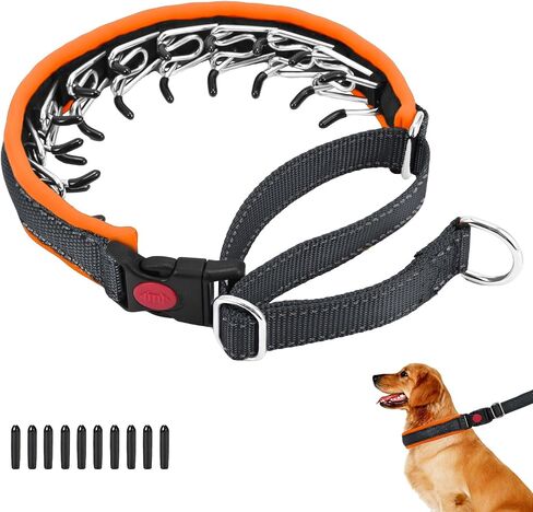 Martingale No Pull Cog Collar للكلاب الصغيرة المتوسطة الصغيرة ، والنيايلون الثقيلة عاكسة قابلة للتعديل طوق الانزلاق السحب مع مشبك التدريب على المشي M الأسود البرتقالي in Kuwait