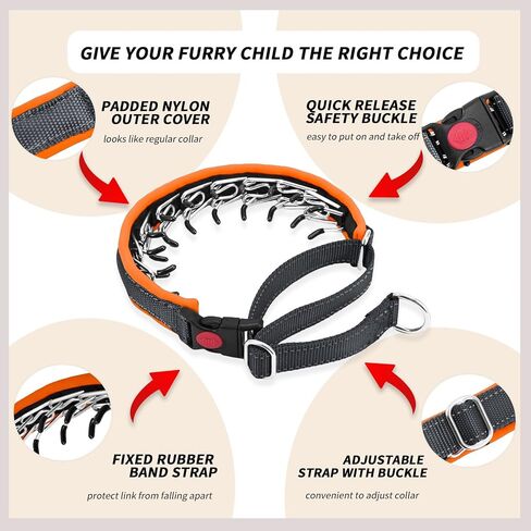 Martingale No Pull Cog Collar للكلاب الصغيرة المتوسطة الصغيرة ، والنيايلون الثقيلة عاكسة قابلة للتعديل طوق الانزلاق السحب مع مشبك التدريب على المشي M الأسود البرتقالي in Kuwait