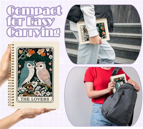 Welshower Owl Witchy Spiral Notebook Journal, Owl Lover Gifts Journal for Women, Witchy the Lovers Tarot Card Floral Owls Notebook, 5.5x8.3 Inch in Saudi Arabia