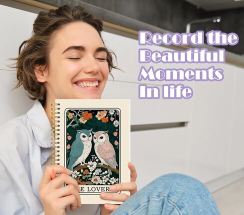 Welshower Owl Witchy Spiral Notebook Journal, Owl Lover Gifts Journal for Women, Witchy the Lovers Tarot Card Floral Owls Notebook, 5.5x8.3 Inch in Saudi Arabia
