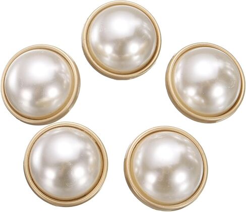 HARFINGTON 5pcs 24L Pearl Gold Metal Sewing Buttons 15mm 5/8" Round Women Coat Buttons with Plastic Shank Replacement DIY Button for Sewing Clothing Sweater Decoration Craft, #1 in Saudi Arabia