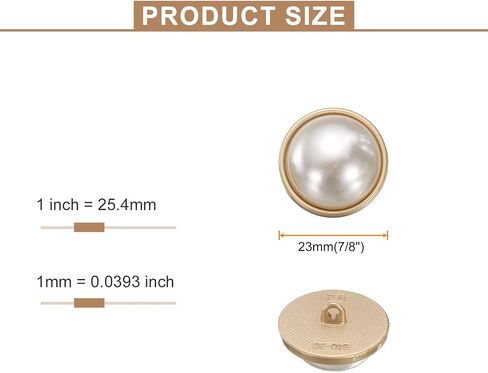 HARFINGTON 5pcs 24L Pearl Gold Metal Sewing Buttons 15mm 5/8" Round Women Coat Buttons with Plastic Shank Replacement DIY Button for Sewing Clothing Sweater Decoration Craft, #1 in Saudi Arabia