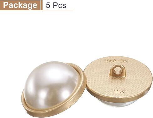 HARFINGTON 5pcs 24L Pearl Gold Metal Sewing Buttons 15mm 5/8" Round Women Coat Buttons with Plastic Shank Replacement DIY Button for Sewing Clothing Sweater Decoration Craft, #1 in Saudi Arabia