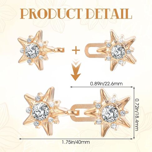4 Pairs Adjustable Waist Tightener Buttons, Women Pant Waist Tighteners No Sew Detachable Star Rhinestone Clip Buckles Metal Star Brooch for Jeans Pants Skirts in Saudi Arabia