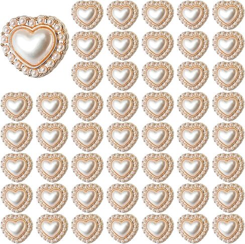 Framendino ، 50 Pack Vintage Faux Heart Pustons بديل لـ DIY لباس ملابس ملابس السترة معطف القبعة الحرف اليدوية in Saudi Arabia
