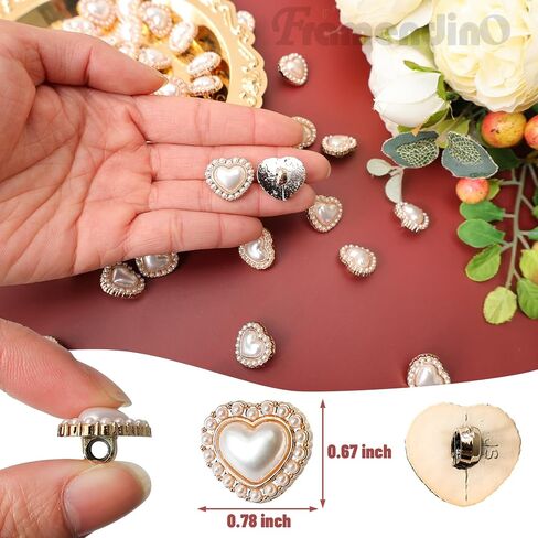 Framendino ، 50 Pack Vintage Faux Heart Pustons بديل لـ DIY لباس ملابس ملابس السترة معطف القبعة الحرف اليدوية in Saudi Arabia