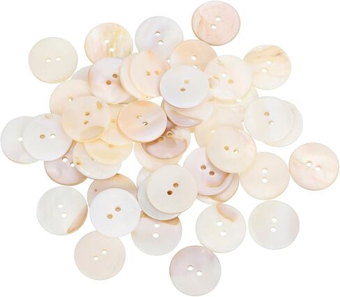 UXCELL 50 PCS أزرار قذيفة طبيعية ، 2 ثقب الأم من أزرار اللؤلؤ 10 مم زر خياطة الحرف للخياطة القميص DIY الديكور ، أبيض in Kuwait