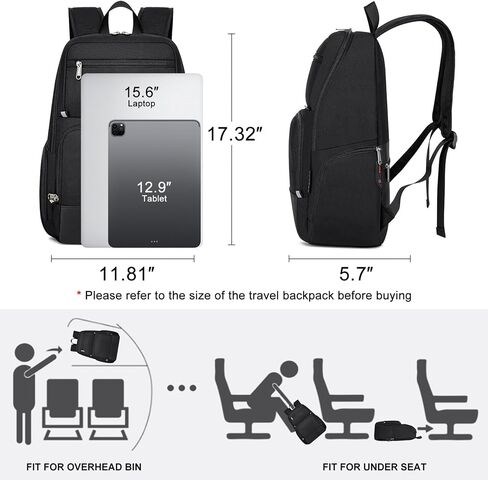 Wycy 35L PRAP-PRADOP PRADOP PRATOP للسفر | ميناء شحن USB | مثالي للرجال والنساء ، الأسود in Kuwait