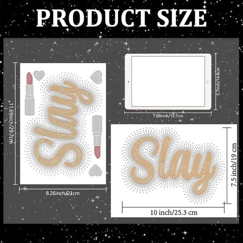 MAYJOYDIY Gold Slay Iron on Rhinestone Decal Love Lipstick Hotfix Transfer Sticker Crystal Fashion Trend Heat Transfer Patch Bling Clothing Repair Applique for T-Shirt Hat Jacket Garment Bag DIY Decor in Saudi Arabia