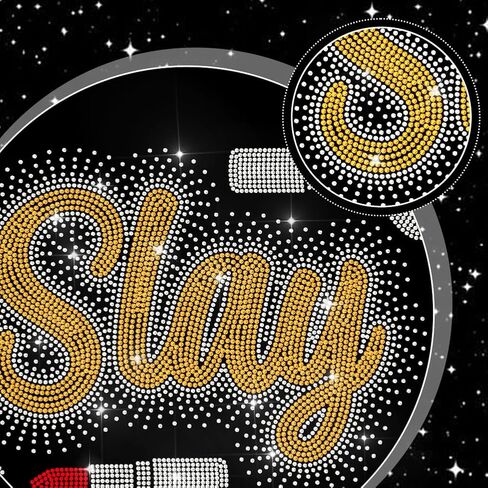 MAYJOYDIY Gold Slay Iron on Rhinestone Decal Love Lipstick Hotfix Transfer Sticker Crystal Fashion Trend Heat Transfer Patch Bling Clothing Repair Applique for T-Shirt Hat Jacket Garment Bag DIY Decor in Saudi Arabia