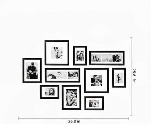 مجموعة إطارات جدارية كبيرة من ArtbyHannah مكونة من 10 قطع باللونين الأبيض والأسود، مع إطارات خشبية ومطبوعات صور عائلية مجمعة لتعليق 14 صورة وتزيين غرفة المعيشة، متعددة الأحجام in Kuwait