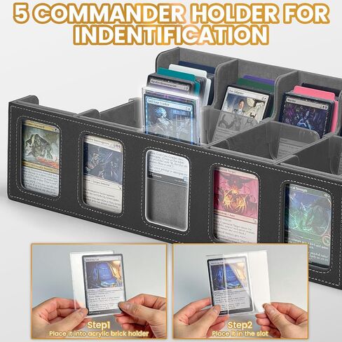 Trading Card Storage Box with Commander Display, 5-Row 3900+ Card Deck Case with Magnetic Removable Lid, Portable Card Holder, 5 Toploaders, 48 Dividers & Dice Tray for MTG, TCG, Sports Cards in Saudi Arabia
