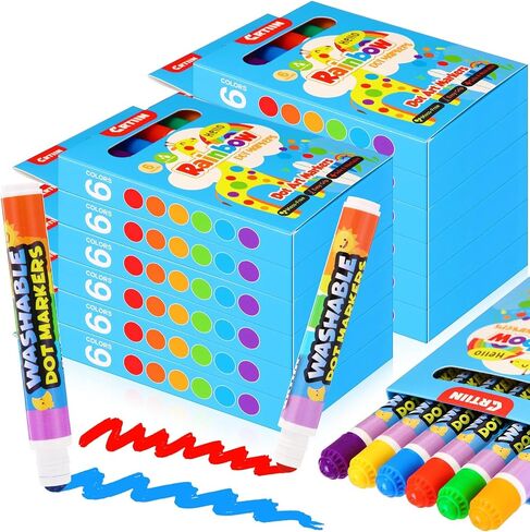 Crtiin 72 Pack Dot Markers Bulk, 6 Colors 12 Boxes Washable Dot Paint Markers for Kids Bingo Daubers Supplies Ideal for Activity Craft Kits Coloring Supplies Class Gift Art Party Favors in Saudi Arabia