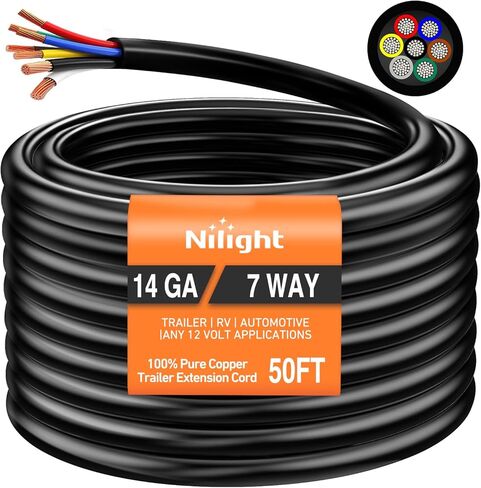 Nilight - 50048R 7 طريقة صندوق توصيل المقطورة الكهربائية 7 عصابة موصل سلك موصل صندوق توصيل مقاوم للطقس لإعادة توصيل أسلاك التخييم RV القوافل قارب 7 صندوق توصيل كابل القطب، ضمان لمدة عامين in Kuwait