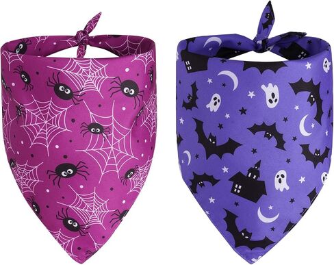 Hoyuwak 2 PCS Halloween Dog Bandanas Purple Ghost Bat Triangle Accves for Small Medium Dog Halloween in Saudi Arabia