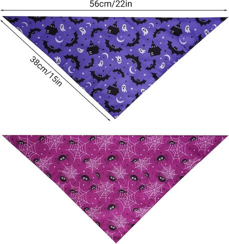 Hoyuwak 2 PCS Halloween Dog Bandanas Purple Ghost Bat Triangle Accves for Small Medium Dog Halloween in Saudi Arabia