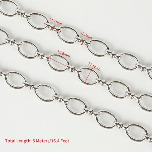 KYUNHOO 16.4FT Metal Jewelry Chain Silver Oval Circle Chain for Jewelry Making Solid Iron Rolo Chains Women and Men Hip-pop Chain DIY Jewelry Making Supplies in Saudi Arabia