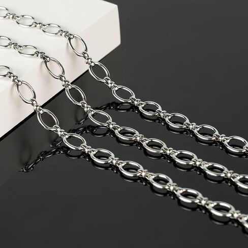 KYUNHOO 16.4FT Metal Jewelry Chain Silver Oval Circle Chain for Jewelry Making Solid Iron Rolo Chains Women and Men Hip-pop Chain DIY Jewelry Making Supplies in Saudi Arabia