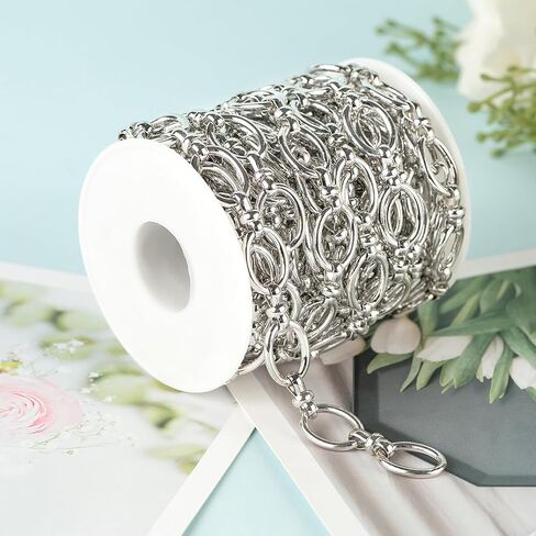 KYUNHOO 16.4FT Metal Jewelry Chain Silver Oval Circle Chain for Jewelry Making Solid Iron Rolo Chains Women and Men Hip-pop Chain DIY Jewelry Making Supplies in Saudi Arabia