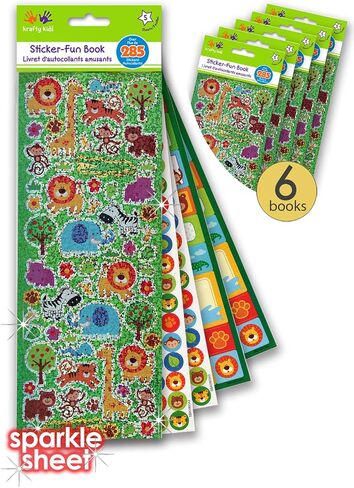 6 Pk Sticker Books for Boys & Girls- 30 Sheets - Shiny Prism Stickers, Reward Sticker Dots, Name Tag Stickers for Kids - Animal Stickers - Animal Party Favors - Bulk Value Pack of 1,1710+ Stickers in Saudi Arabia