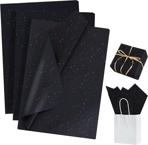 Beishida 90 Sheets Christmas Glitter Tissue Paper Bapk ، Red Green White Gray Glitter Trisse Paper for Hight in Kuwait