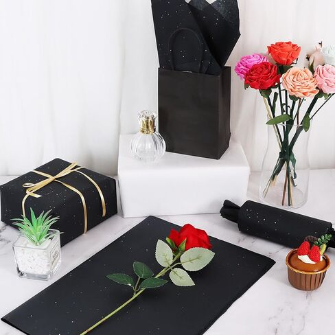 Beishida 90 Sheets Christmas Glitter Tissue Paper Bapk ، Red Green White Gray Glitter Trisse Paper for Hight in Kuwait