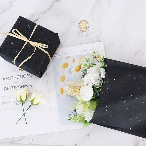 Beishida 90 Sheets Christmas Glitter Tissue Paper Bapk ، Red Green White Gray Glitter Trisse Paper for Hight in Kuwait