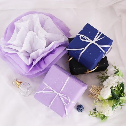 Beishida 90 Sheets Christmas Glitter Tissue Paper Bapk ، Red Green White Gray Glitter Trisse Paper for Hight in Kuwait