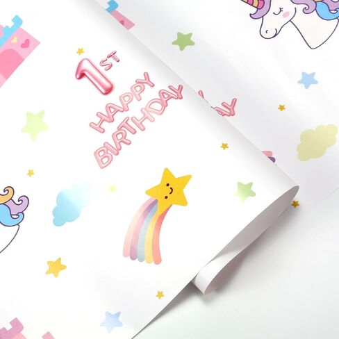 10 Sheets 1st Birthday Wrapping Paper for Girls, 27x16 Inch First Pink Happy Birthday Packaging Tissue Paper for Baby Shower Party Favors Gift Wrap (Style 3) in Kuwait