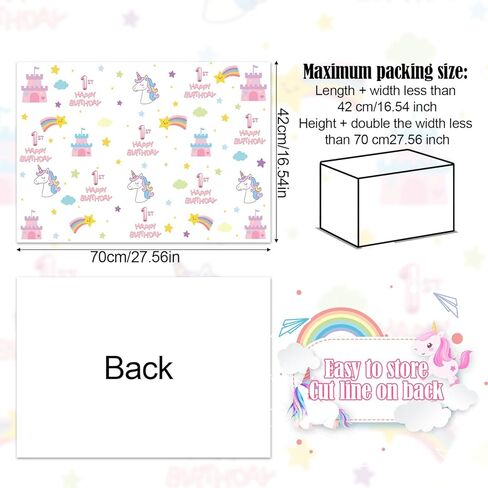 10 Sheets 1st Birthday Wrapping Paper for Girls, 27x16 Inch First Pink Happy Birthday Packaging Tissue Paper for Baby Shower Party Favors Gift Wrap (Style 3) in Kuwait