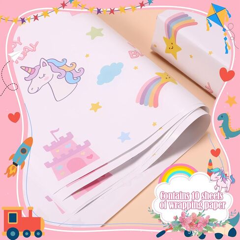 10 Sheets 1st Birthday Wrapping Paper for Girls, 27x16 Inch First Pink Happy Birthday Packaging Tissue Paper for Baby Shower Party Favors Gift Wrap (Style 3) in Kuwait