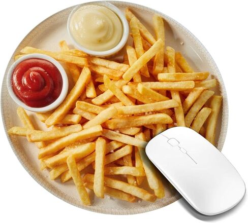 Fries Round Mouse Pad Small Gaming Mousepad Desk Mat Stitched Edges 9.8 X 9.8 Inch for Home Office in Kuwait