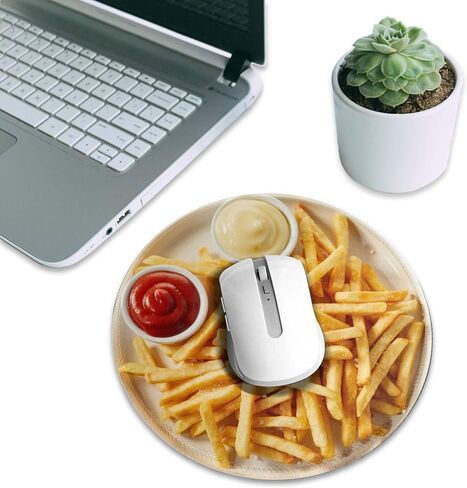 Fries Round Mouse Pad Small Gaming Mousepad Desk Mat Stitched Edges 9.8 X 9.8 Inch for Home Office in Kuwait