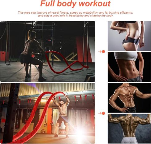 Battle Rope,Weighted Jump Rope,Exercise Rope 1.26 inch,Battle Rope 30ft,Heavy Exercise Rope Workout Rope,Weighted Jump Rope for Men Women in Kuwait